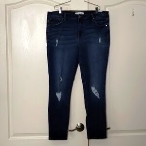 Dark Blue Distressed Women Jeans